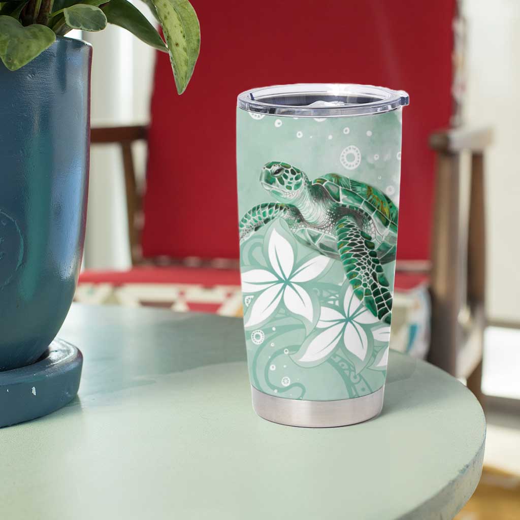 Happy Valentine's Day Polynesia Tumbler Cup SeaTurtle Couple Polynesian - Green Lester Color LT14 - Polynesian Pride