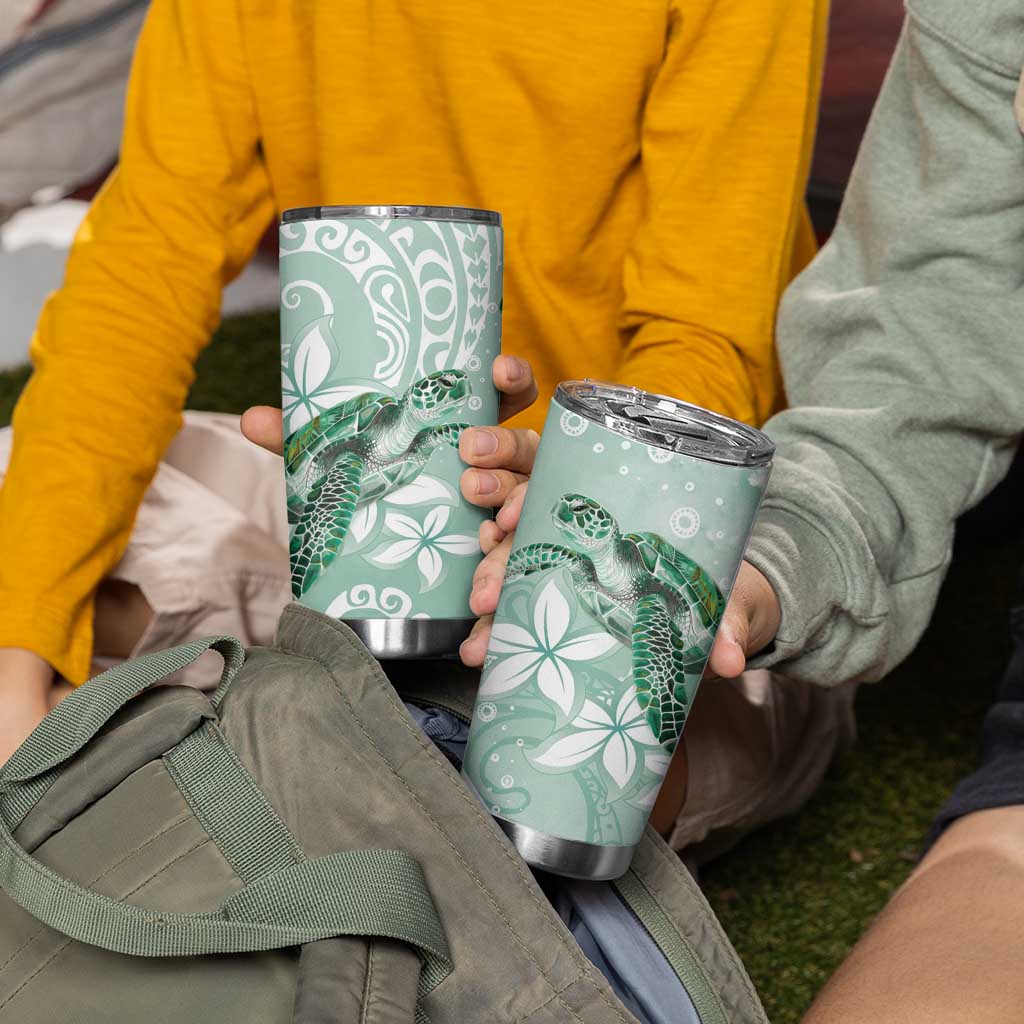 Happy Valentine's Day Polynesia Tumbler Cup SeaTurtle Couple Polynesian - Green Lester Color LT14 - Polynesian Pride