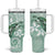 Happy Valentine's Day Polynesia Tumbler With Handle SeaTurtle Couple Polynesian - Green Lester Color