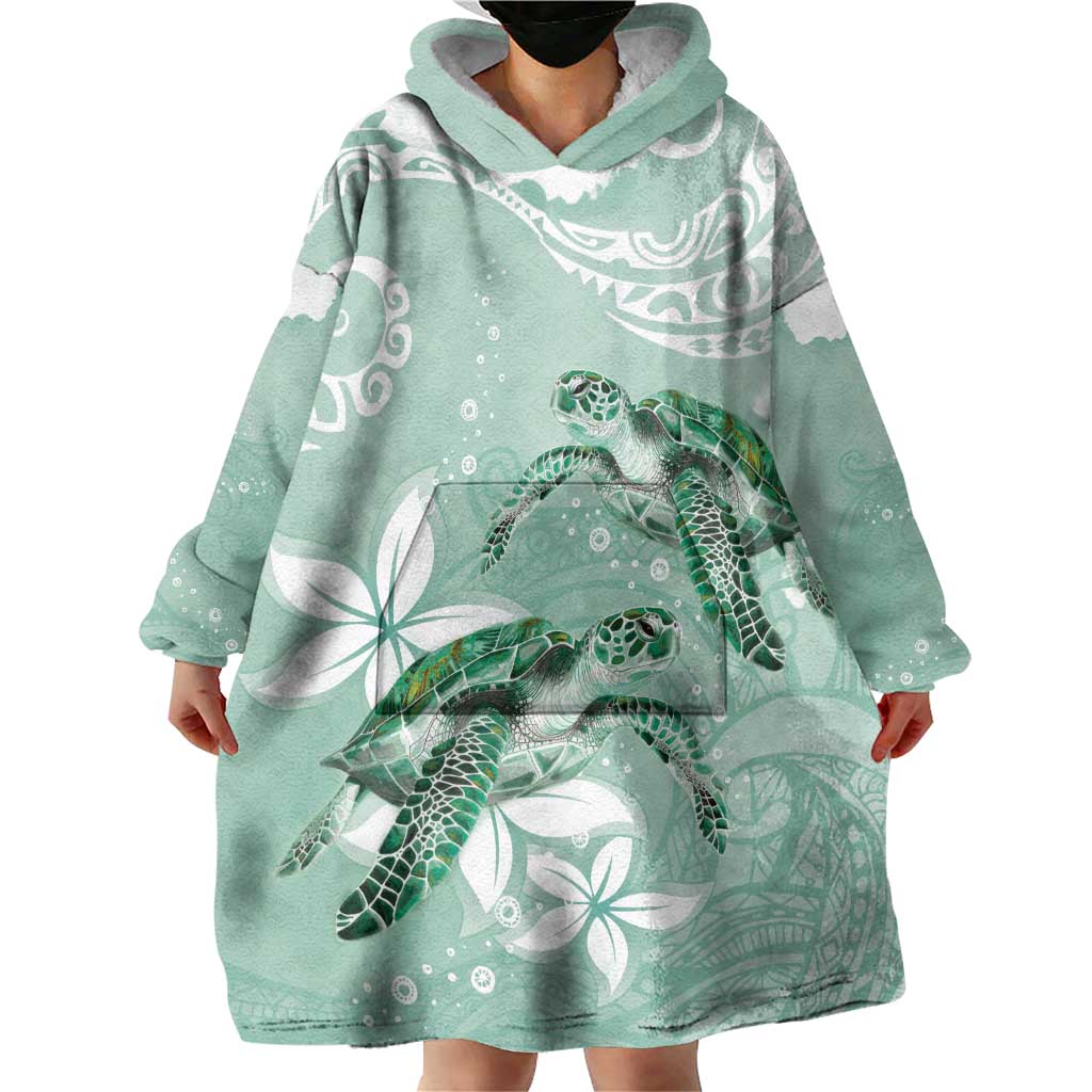 Happy Valentine's Day Polynesia Wearable Blanket Hoodie SeaTurtle Couple Polynesian - Green Lester Color LT14 - Polynesian Pride