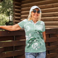 Happy Valentine's Day Polynesia Women Polo Shirt SeaTurtle Couple Polynesian - Green Lester Color