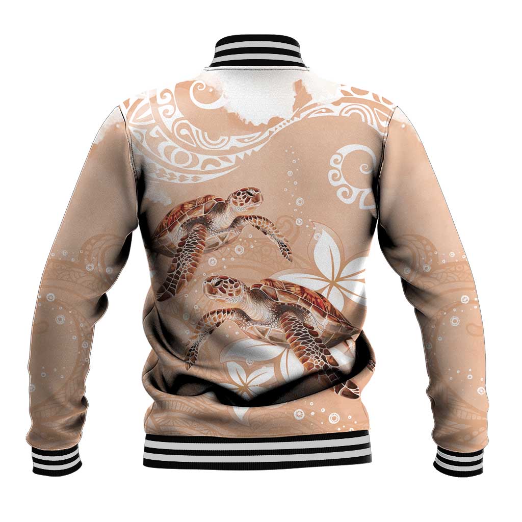 Happy Valentine's Day Polynesia Baseball Jacket SeaTurtle Couple Polynesian - Desert Sand Color LT14 - Polynesian Pride