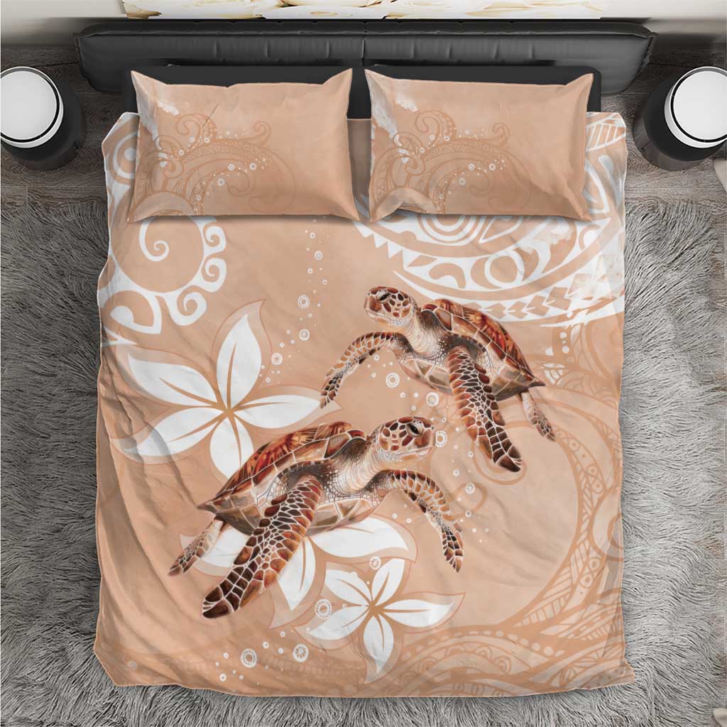 Happy Valentine's Day Polynesia Bedding Set SeaTurtle Couple Polynesian - Desert Sand Color