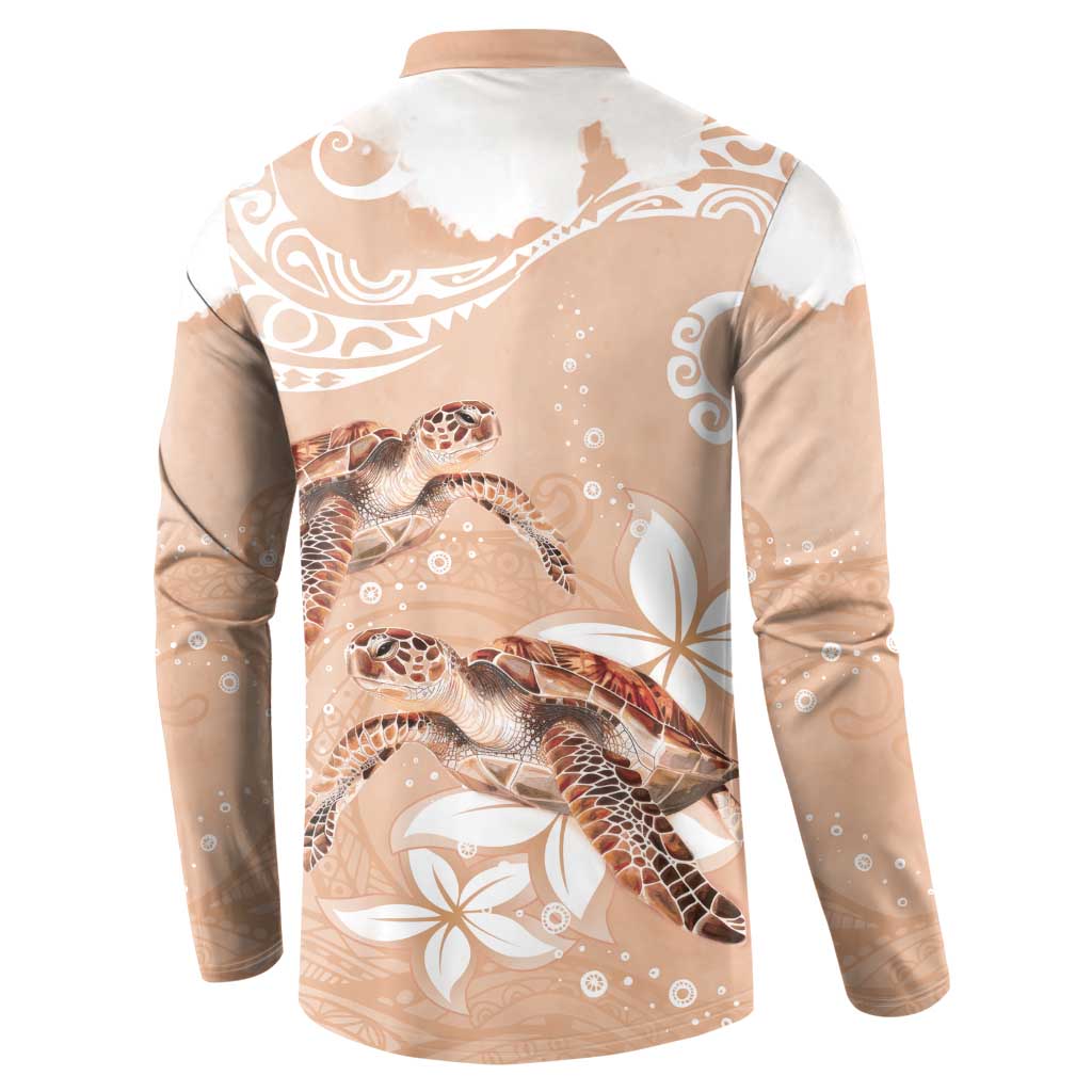 Happy Valentine's Day Polynesia Button Sweatshirt SeaTurtle Couple Polynesian - Desert Sand Color