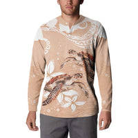 Happy Valentine's Day Polynesia Button Sweatshirt SeaTurtle Couple Polynesian - Desert Sand Color