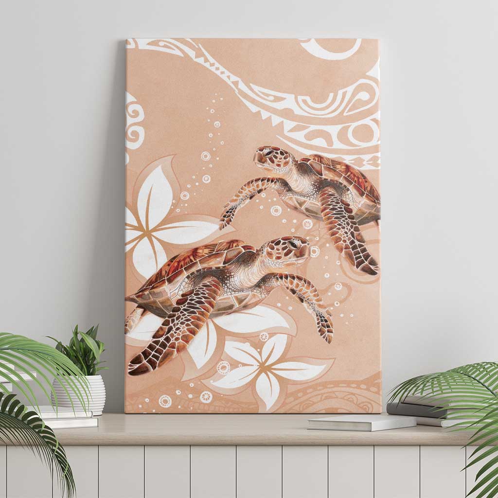 Happy Valentine's Day Polynesia Canvas Wall Art SeaTurtle Couple Polynesian - Desert Sand Color LT14 - Polynesian Pride