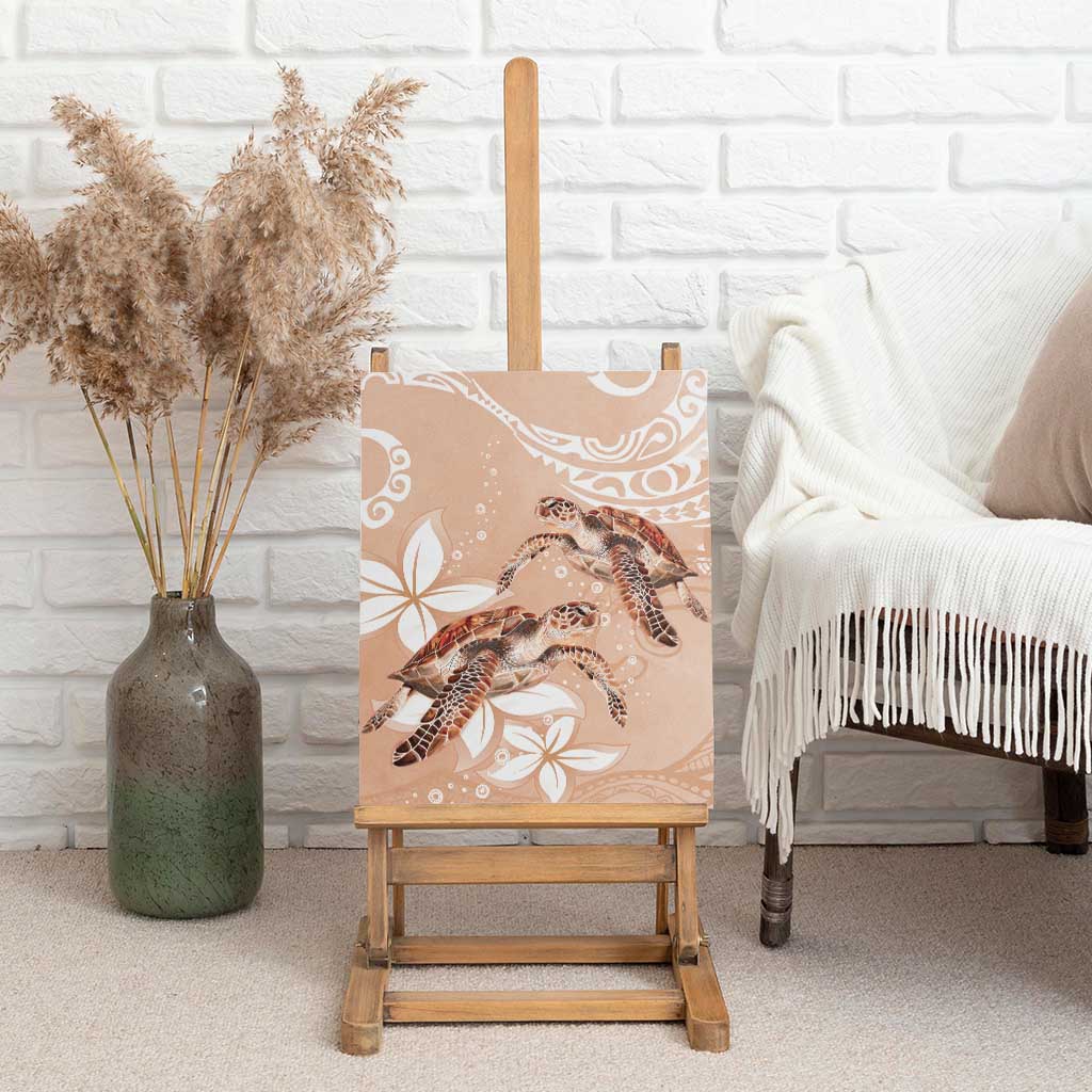 Happy Valentine's Day Polynesia Canvas Wall Art SeaTurtle Couple Polynesian - Desert Sand Color LT14 - Polynesian Pride