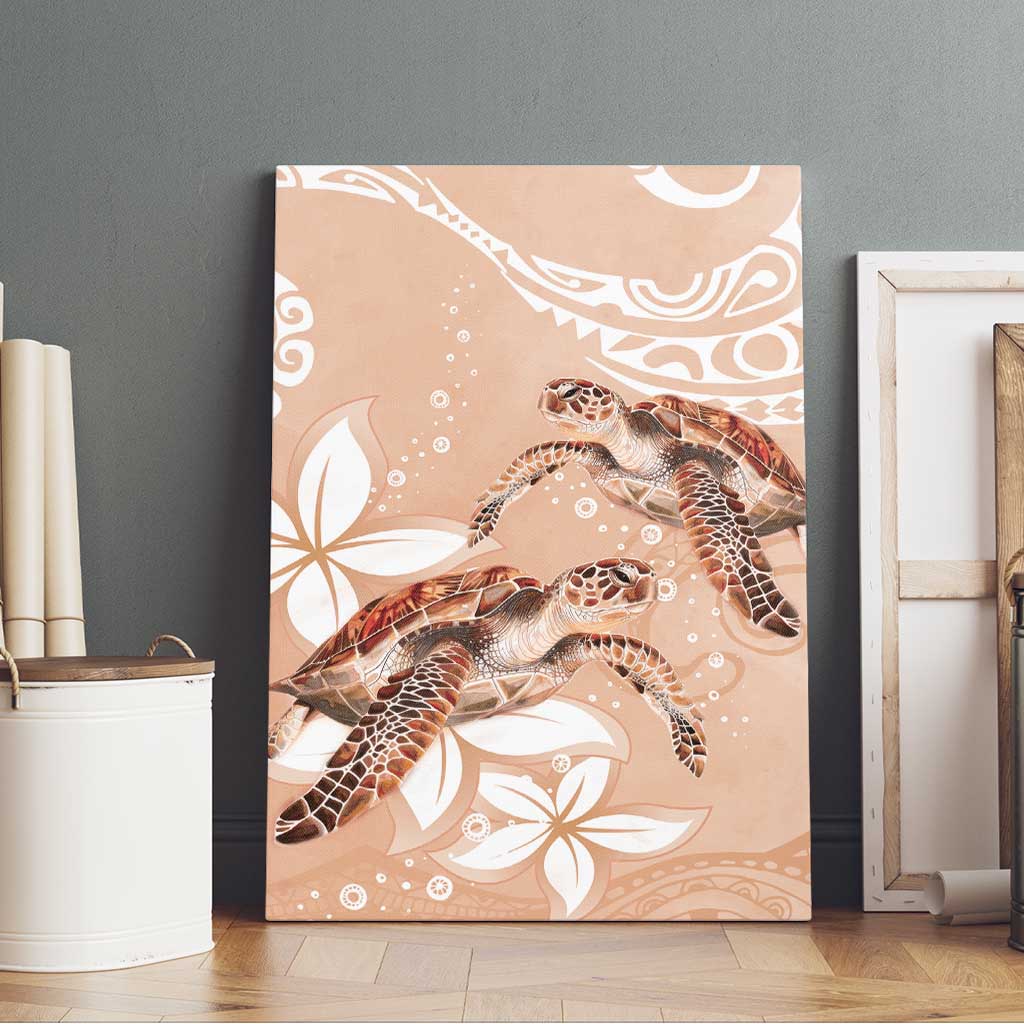 Happy Valentine's Day Polynesia Canvas Wall Art SeaTurtle Couple Polynesian - Desert Sand Color LT14 - Polynesian Pride