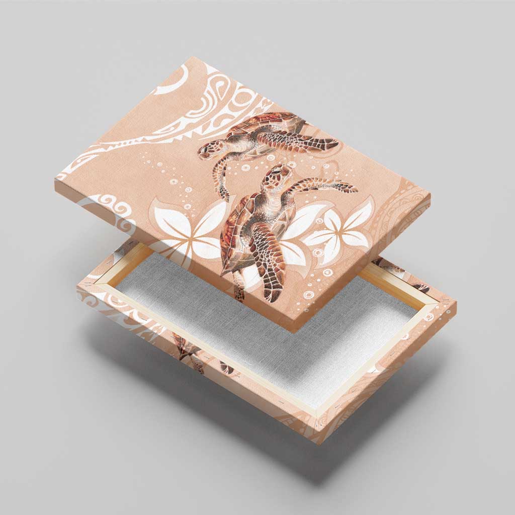 Happy Valentine's Day Polynesia Canvas Wall Art SeaTurtle Couple Polynesian - Desert Sand Color LT14 - Polynesian Pride