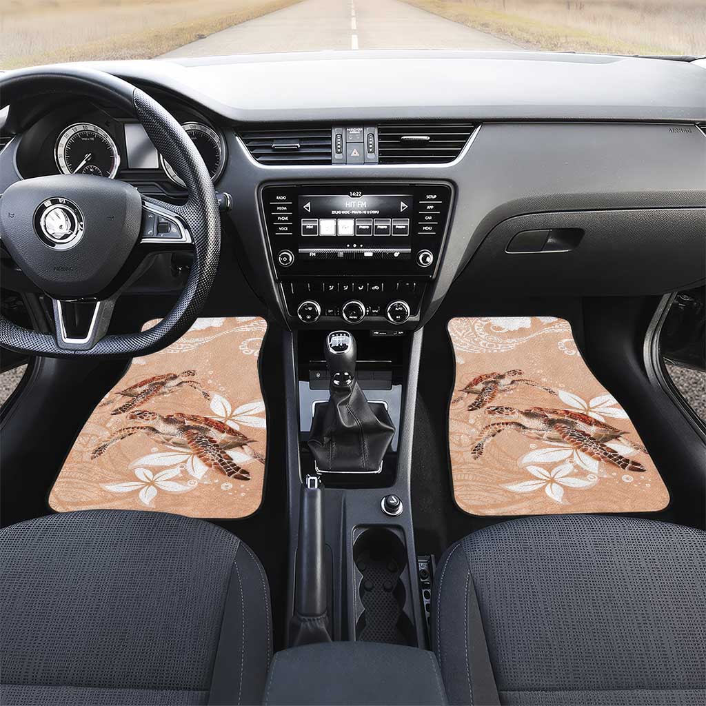 Happy Valentine's Day Polynesia Car Mats SeaTurtle Couple Polynesian - Desert Sand Color LT14 Set 2pcs - Front Desert Sand - Polynesian Pride