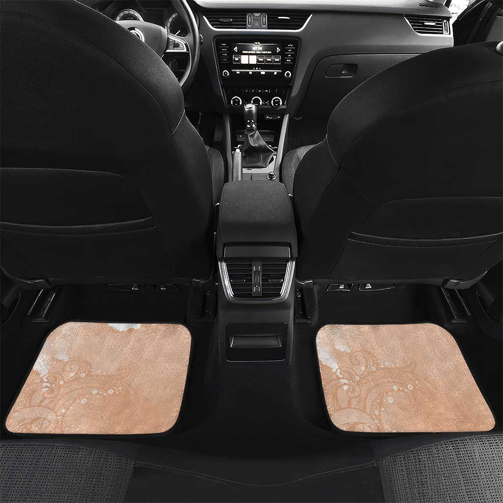 Happy Valentine's Day Polynesia Car Mats SeaTurtle Couple Polynesian - Desert Sand Color LT14 Set 2pcs - Back Desert Sand - Polynesian Pride