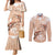 Happy Valentine's Day Polynesia Couples Matching Mermaid Dress and Long Sleeve Button Shirt SeaTurtle Couple Polynesian - Desert Sand Color