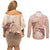 Happy Valentine's Day Polynesia Couples Matching Off Shoulder Short Dress and Long Sleeve Button Shirt SeaTurtle Couple Polynesian - Desert Sand Color