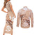 Happy Valentine's Day Polynesia Couples Matching Short Sleeve Bodycon Dress and Long Sleeve Button Shirt SeaTurtle Couple Polynesian - Desert Sand Color