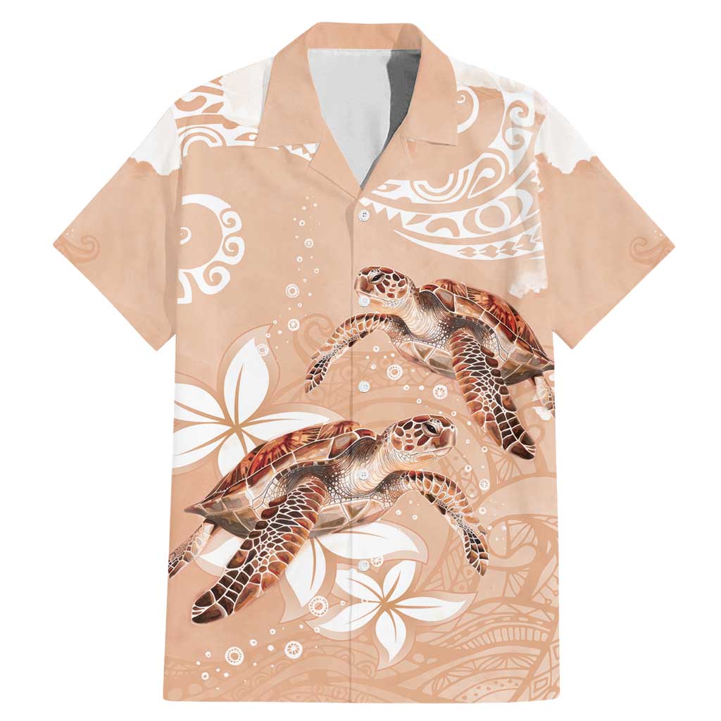 Happy Valentine's Day Polynesia Family Matching Mermaid Dress and Hawaiian Shirt SeaTurtle Couple Polynesian - Desert Sand Color