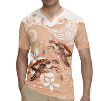 Happy Valentine's Day Polynesia Rugby Jersey SeaTurtle Couple Polynesian - Desert Sand Color LT14 - Polynesian Pride