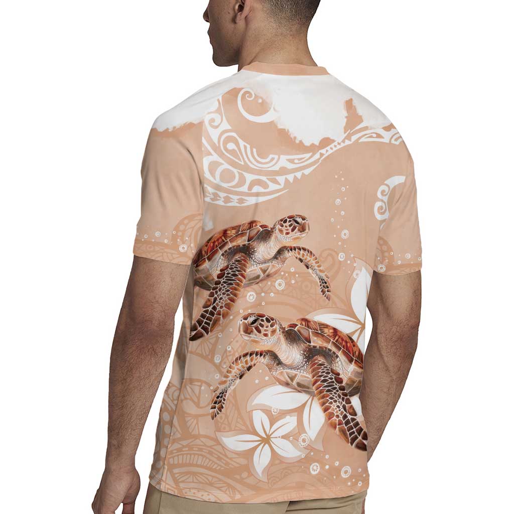 Happy Valentine's Day Polynesia Rugby Jersey SeaTurtle Couple Polynesian - Desert Sand Color LT14 - Polynesian Pride