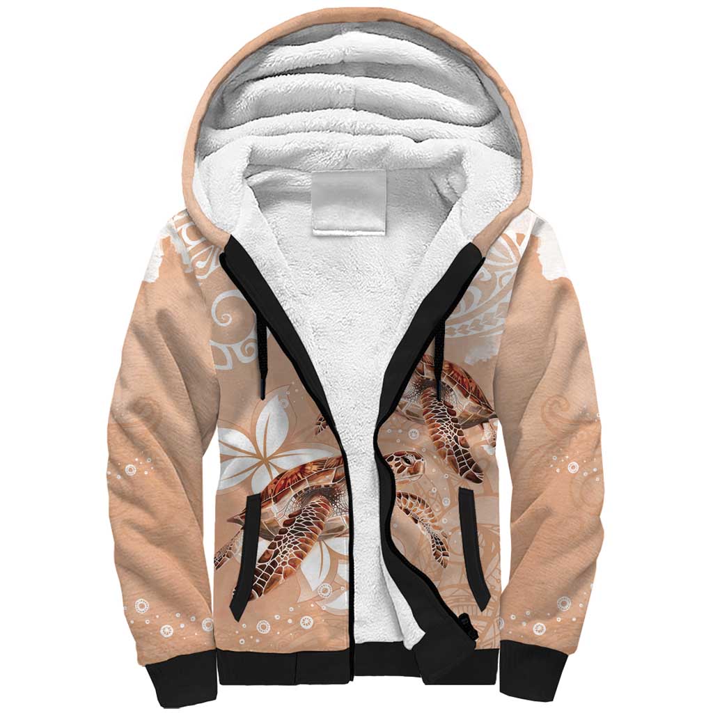 Happy Valentine's Day Polynesia Sherpa Hoodie SeaTurtle Couple Polynesian - Desert Sand Color LT14 Unisex Desert Sand - Polynesian Pride