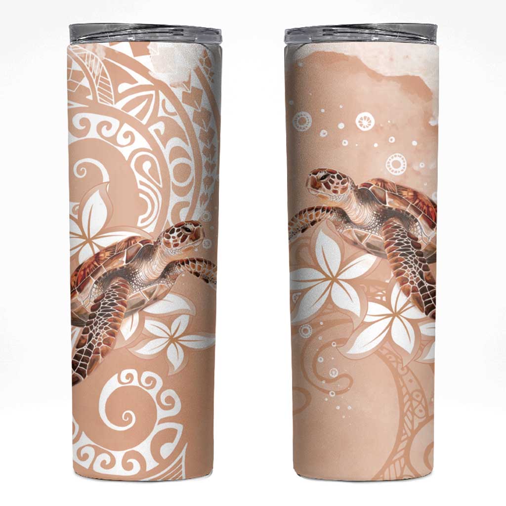 Happy Valentine's Day Polynesia Skinny Tumbler SeaTurtle Couple Polynesian - Desert Sand Color