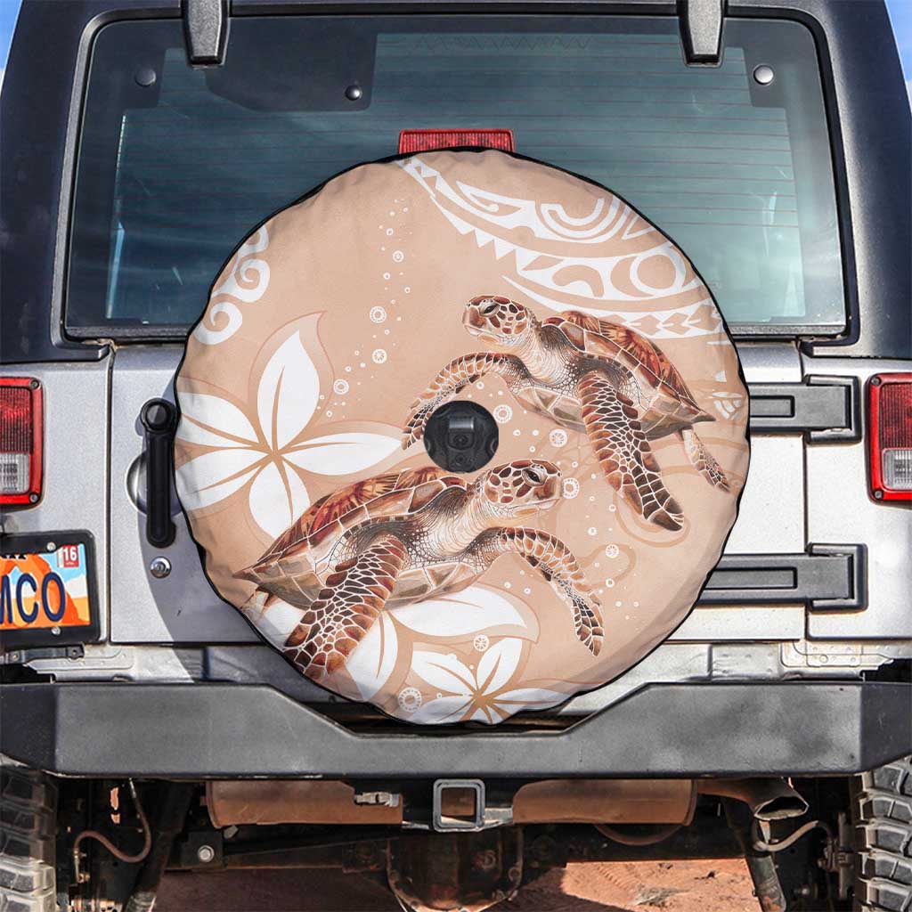 Happy Valentine's Day Polynesia Spare Tire Cover SeaTurtle Couple Polynesian - Desert Sand Color