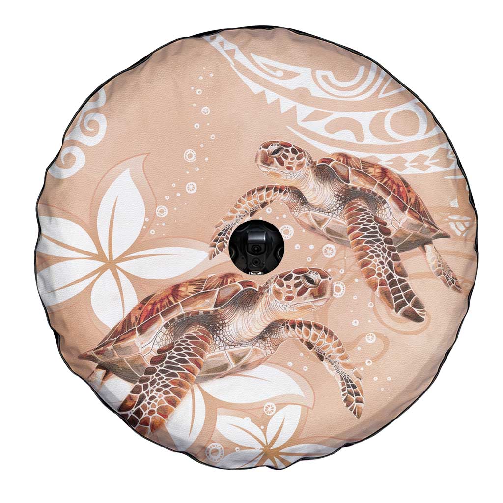Happy Valentine's Day Polynesia Spare Tire Cover SeaTurtle Couple Polynesian - Desert Sand Color LT14 - Polynesian Pride