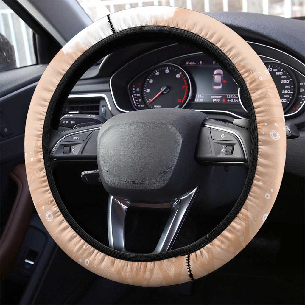 Happy Valentine's Day Polynesia Steering Wheel Cover SeaTurtle Couple Polynesian - Desert Sand Color LT14 - Polynesian Pride