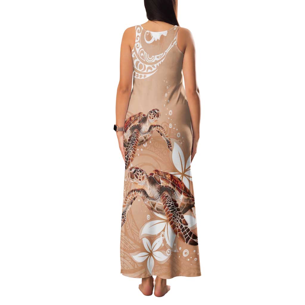 Happy Valentine's Day Polynesia Tank Maxi Dress SeaTurtle Couple Polynesian - Desert Sand Color