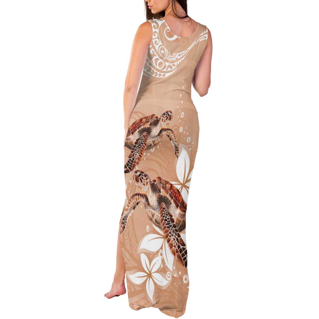 Happy Valentine's Day Polynesia Tank Maxi Dress SeaTurtle Couple Polynesian - Desert Sand Color