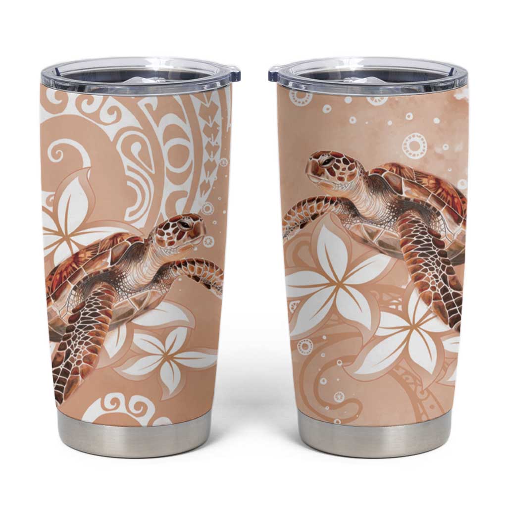 Happy Valentine's Day Polynesia Tumbler Cup SeaTurtle Couple Polynesian - Desert Sand Color