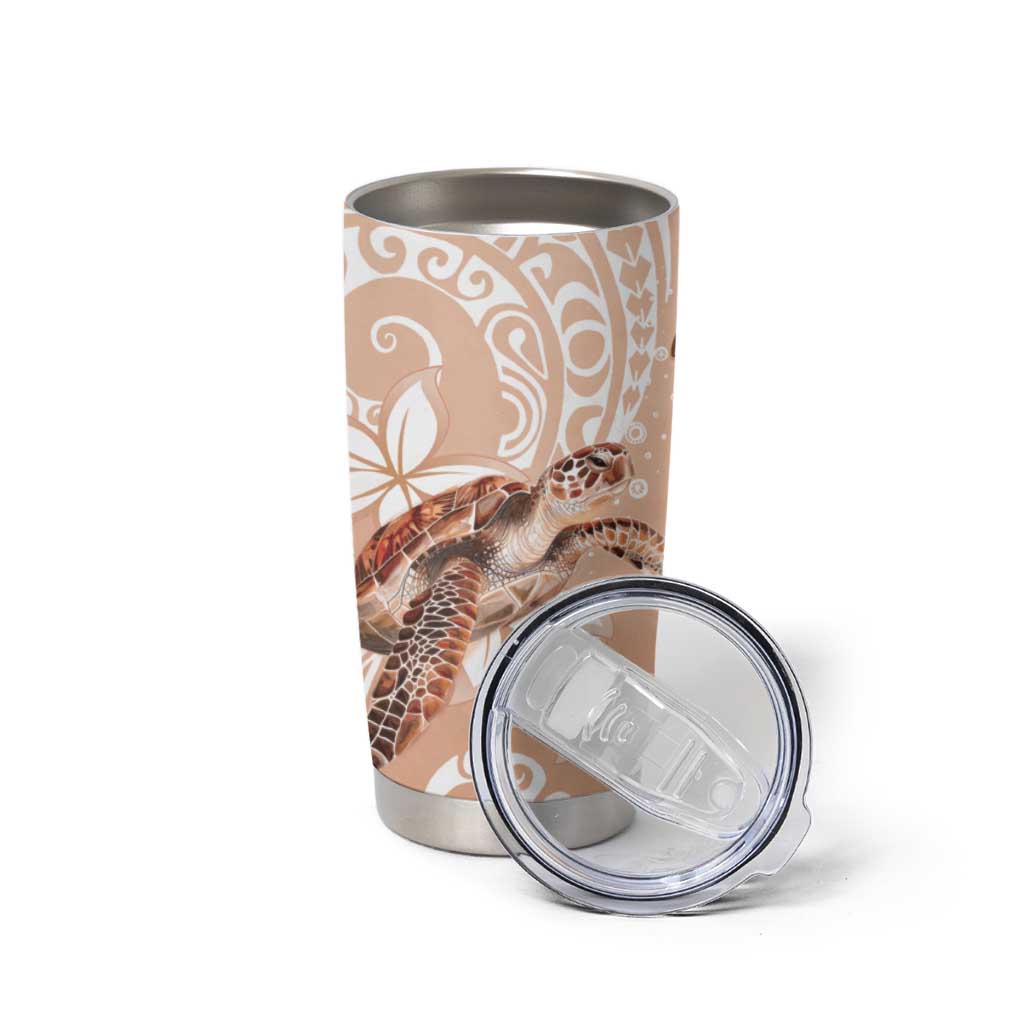 Happy Valentine's Day Polynesia Tumbler Cup SeaTurtle Couple Polynesian - Desert Sand Color LT14 - Polynesian Pride
