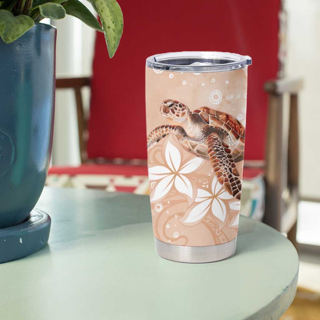 Happy Valentine's Day Polynesia Tumbler Cup SeaTurtle Couple Polynesian - Desert Sand Color LT14 - Polynesian Pride