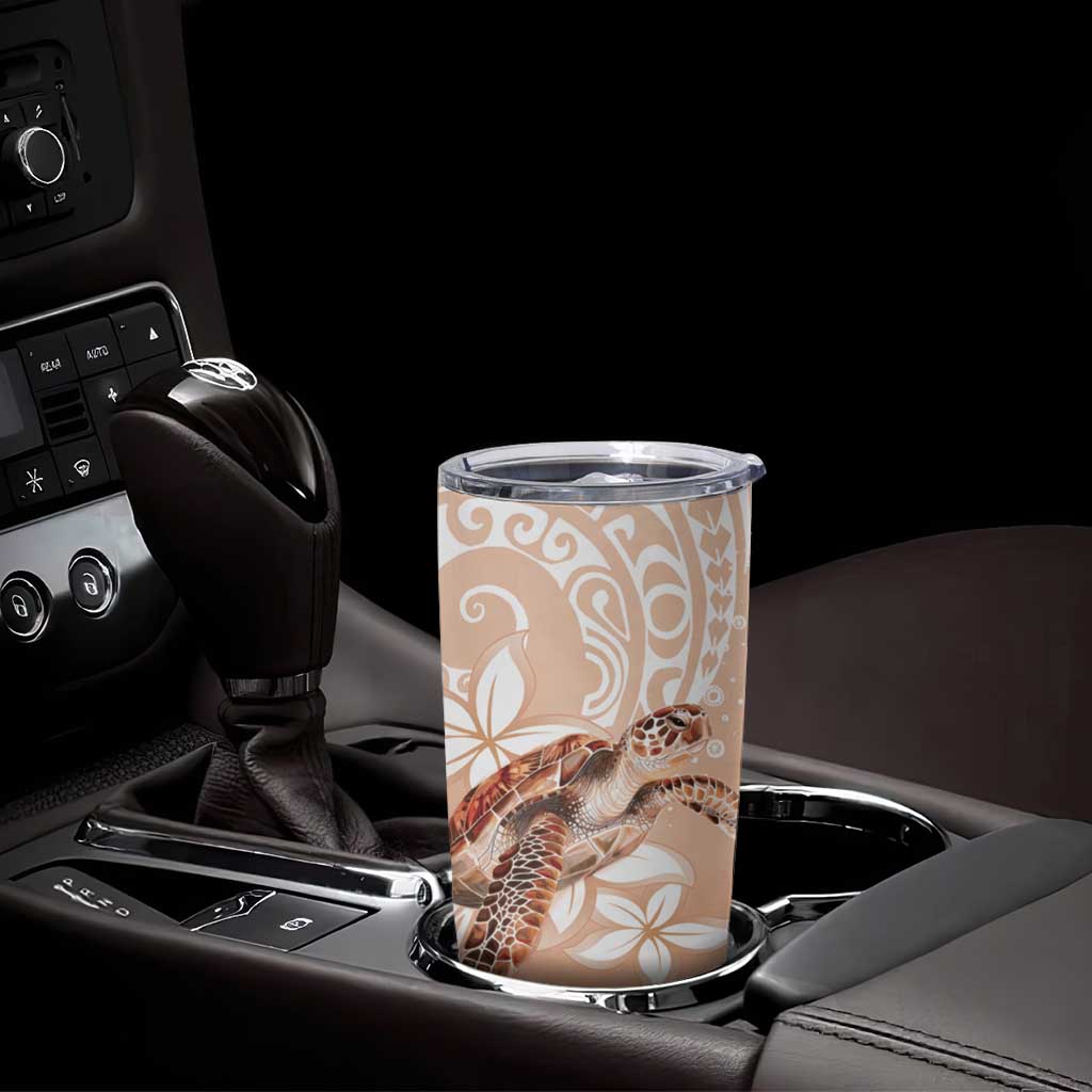 Happy Valentine's Day Polynesia Tumbler Cup SeaTurtle Couple Polynesian - Desert Sand Color LT14 - Polynesian Pride