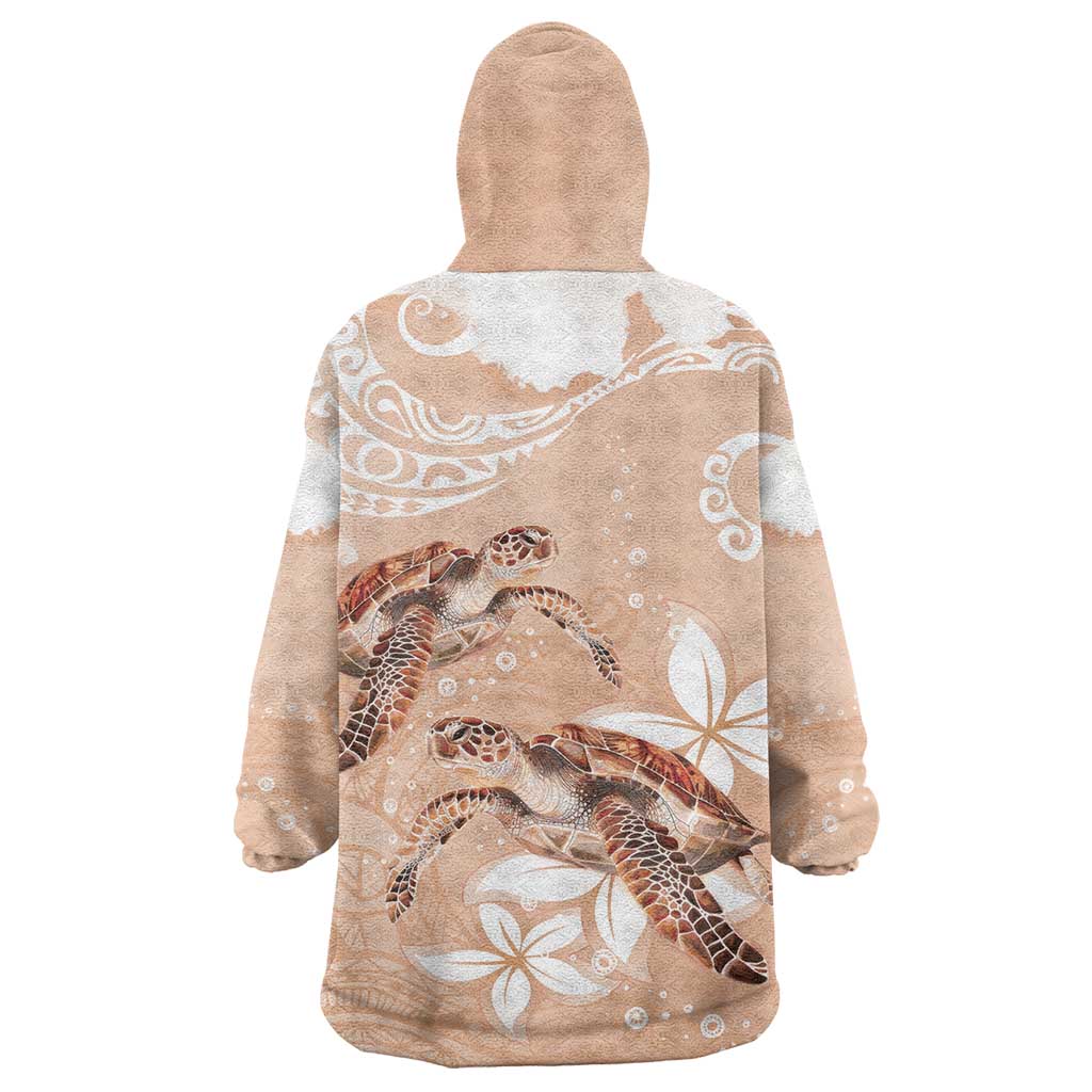 Happy Valentine's Day Polynesia Wearable Blanket Hoodie SeaTurtle Couple Polynesian - Desert Sand Color LT14 - Polynesian Pride