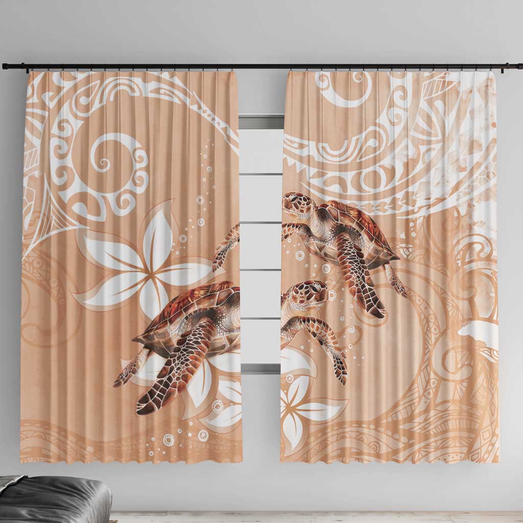 Happy Valentine's Day Polynesia Window Curtain SeaTurtle Couple Polynesian - Desert Sand Color LT14 With Hooks Desert Sand - Polynesian Pride