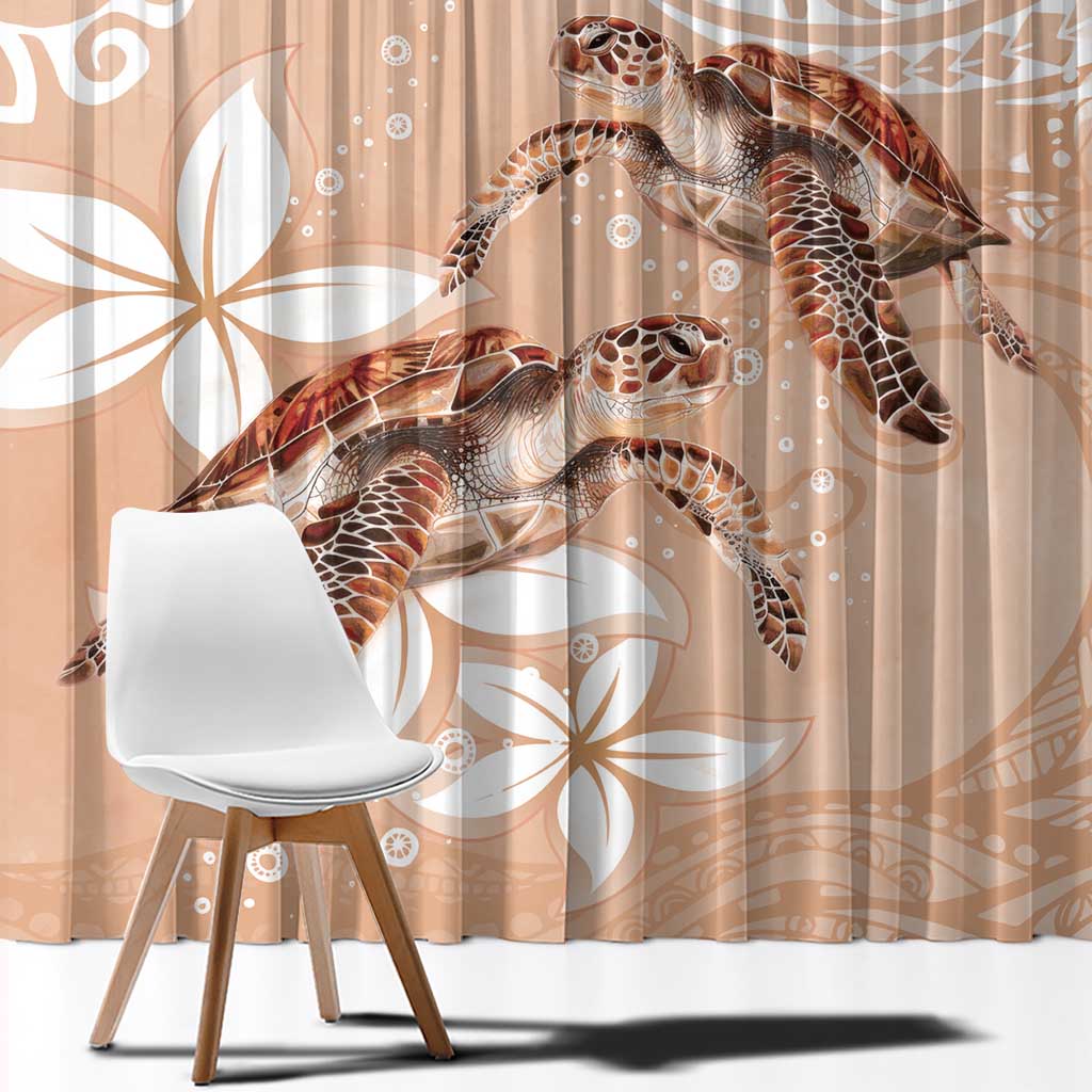 Happy Valentine's Day Polynesia Window Curtain SeaTurtle Couple Polynesian - Desert Sand Color LT14 - Polynesian Pride