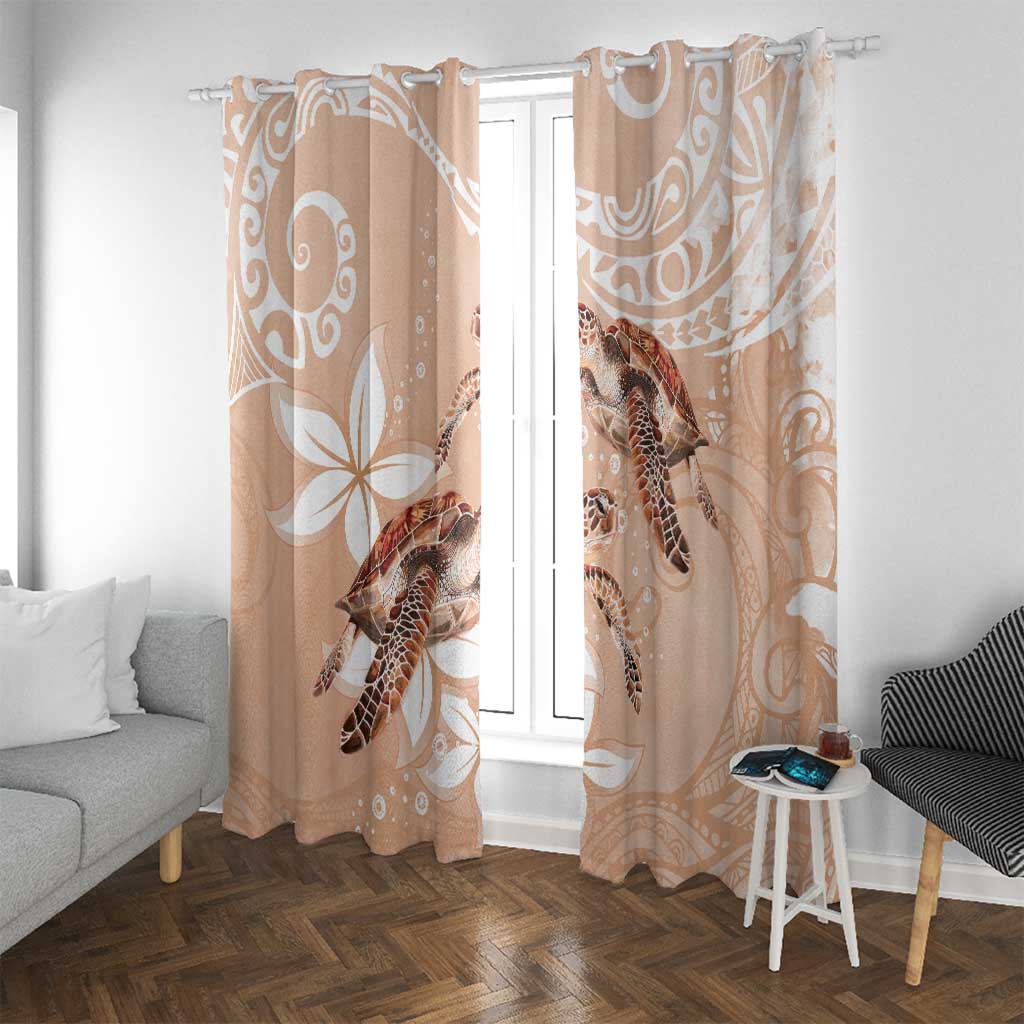 Happy Valentine's Day Polynesia Window Curtain SeaTurtle Couple Polynesian - Desert Sand Color LT14 With Grommets Desert Sand - Polynesian Pride