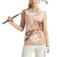 Happy Valentine's Day Polynesia Women Sleeveless Polo Shirt SeaTurtle Couple Polynesian - Desert Sand Color