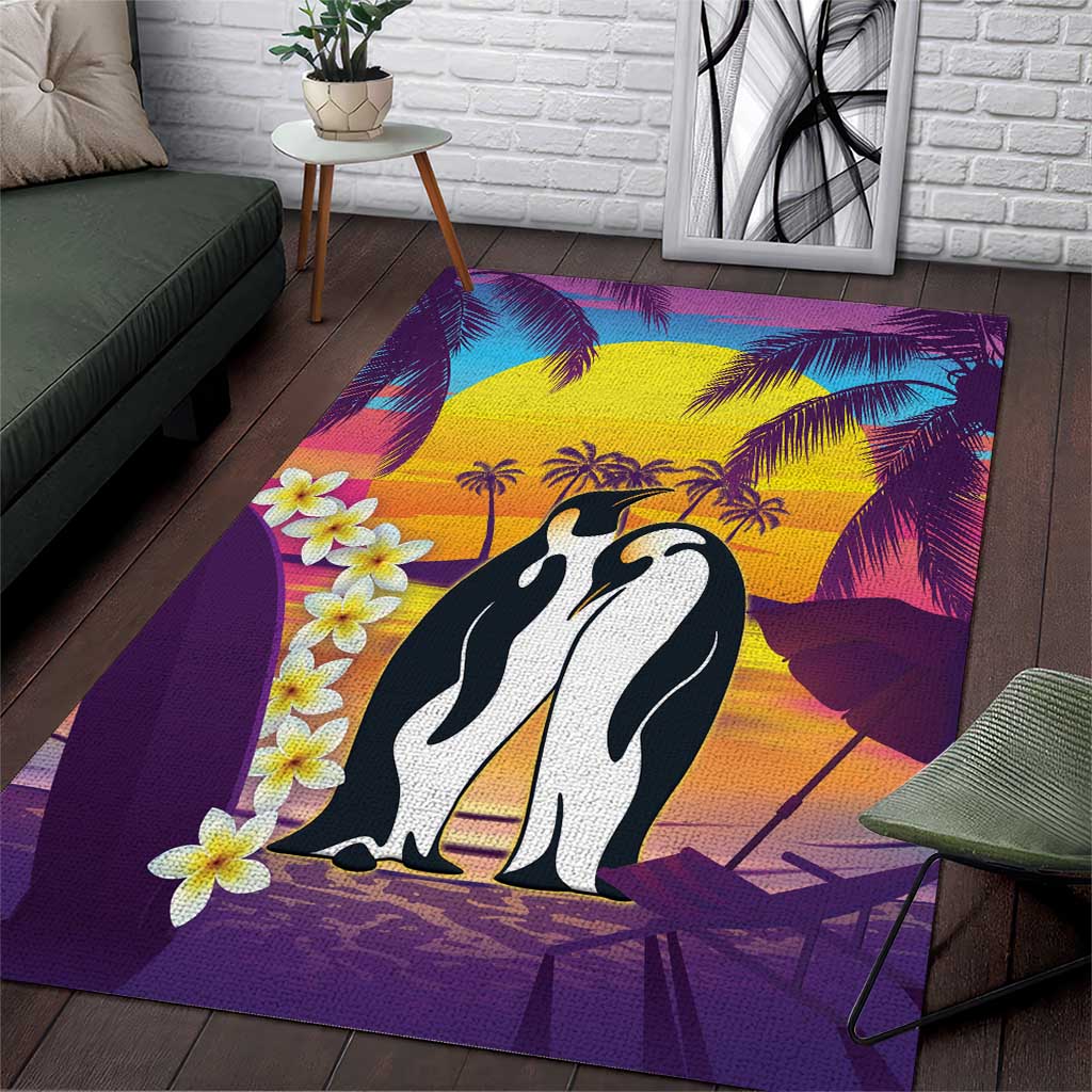 Hawaii Penguin Couple Area Rug You Are My Valentine - Tropical Sunset Vibes