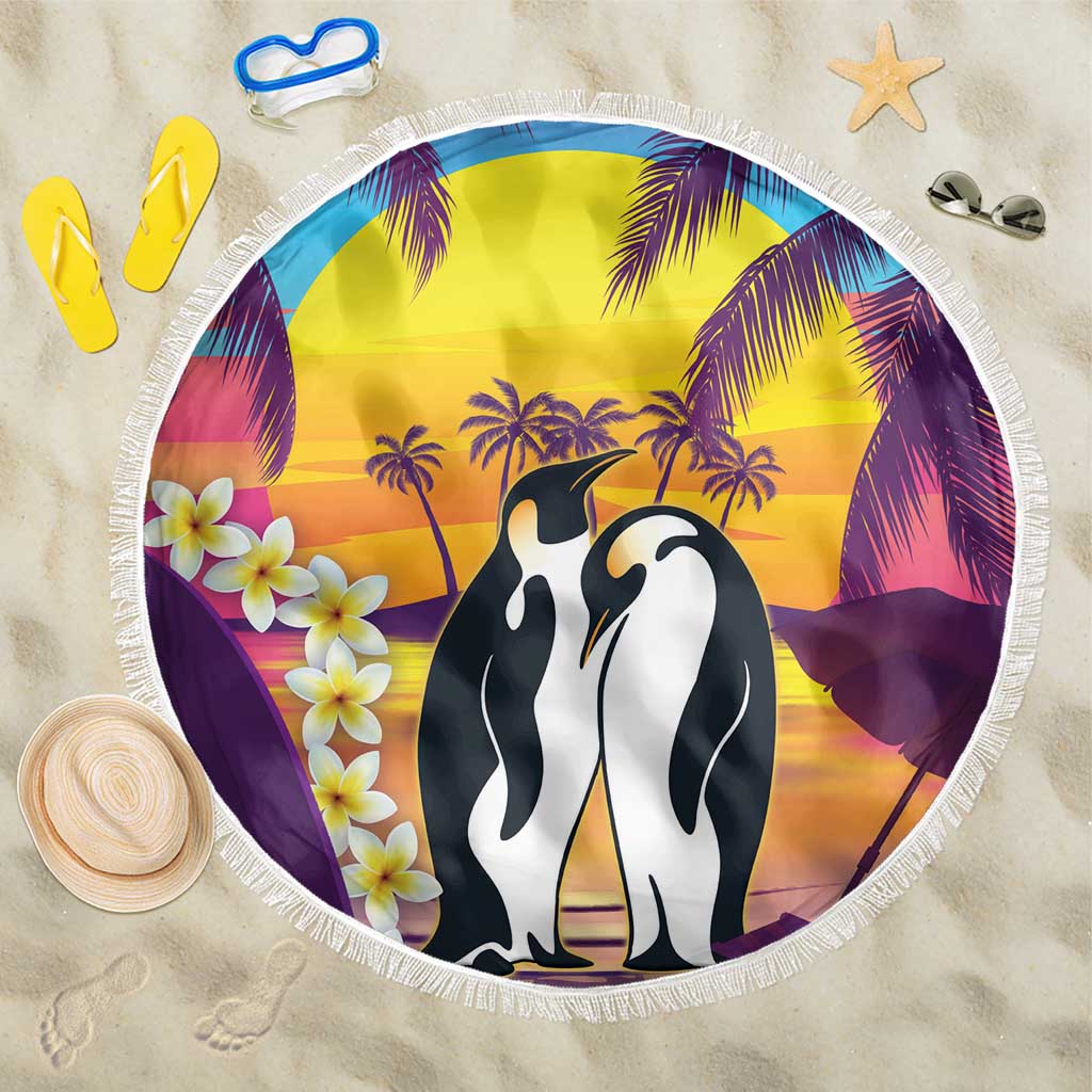 Hawaii Penguin Couple Beach Blanket You Are My Valentine - Tropical Sunset Vibes LT14 One Size 150cm Purple - Polynesian Pride