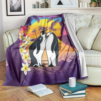 Hawaii Penguin Couple Blanket You Are My Valentine - Tropical Sunset Vibes LT14 Purple - Polynesian Pride