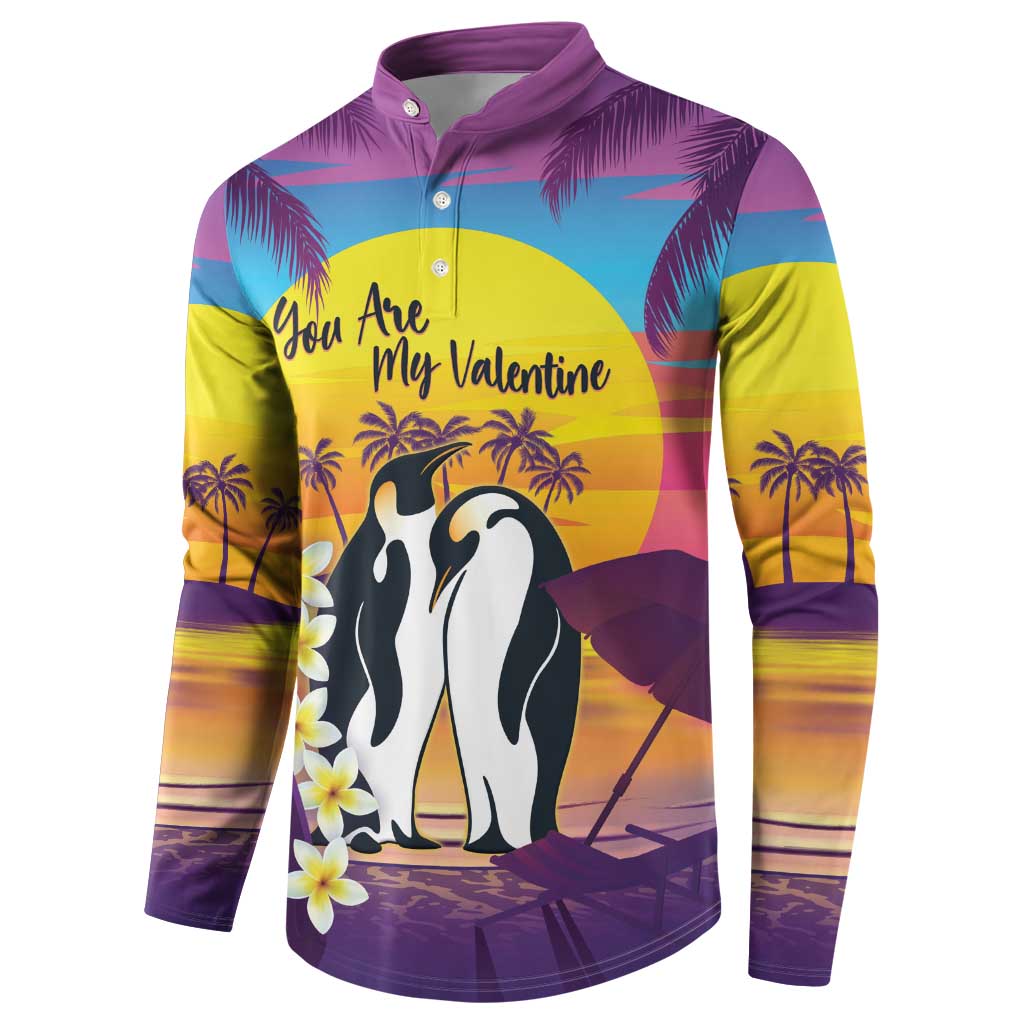 Hawaii Penguin Couple Button Sweatshirt You Are My Valentine - Tropical Sunset Vibes LT14 - Polynesian Pride
