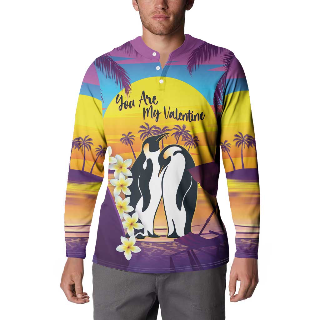 Hawaii Penguin Couple Button Sweatshirt You Are My Valentine - Tropical Sunset Vibes LT14 - Polynesian Pride