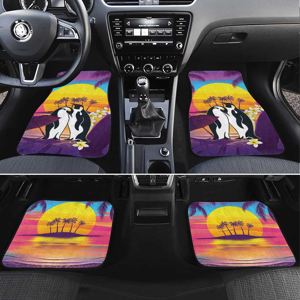 Hawaii Penguin Couple Car Mats You Are My Valentine - Tropical Sunset Vibes