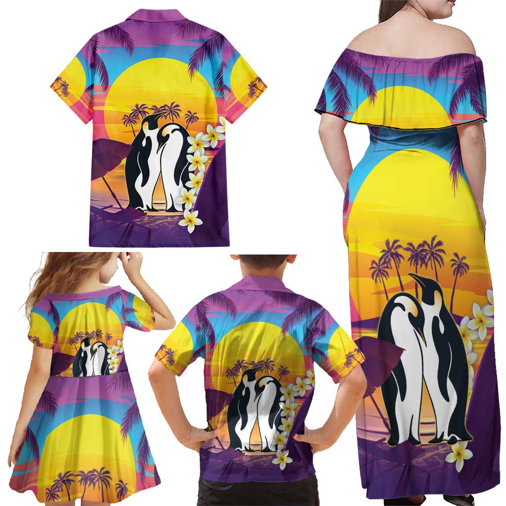Hawaii Penguin Couple Family Matching Off Shoulder Maxi Dress and Hawaiian Shirt You Are My Valentine - Tropical Sunset Vibes