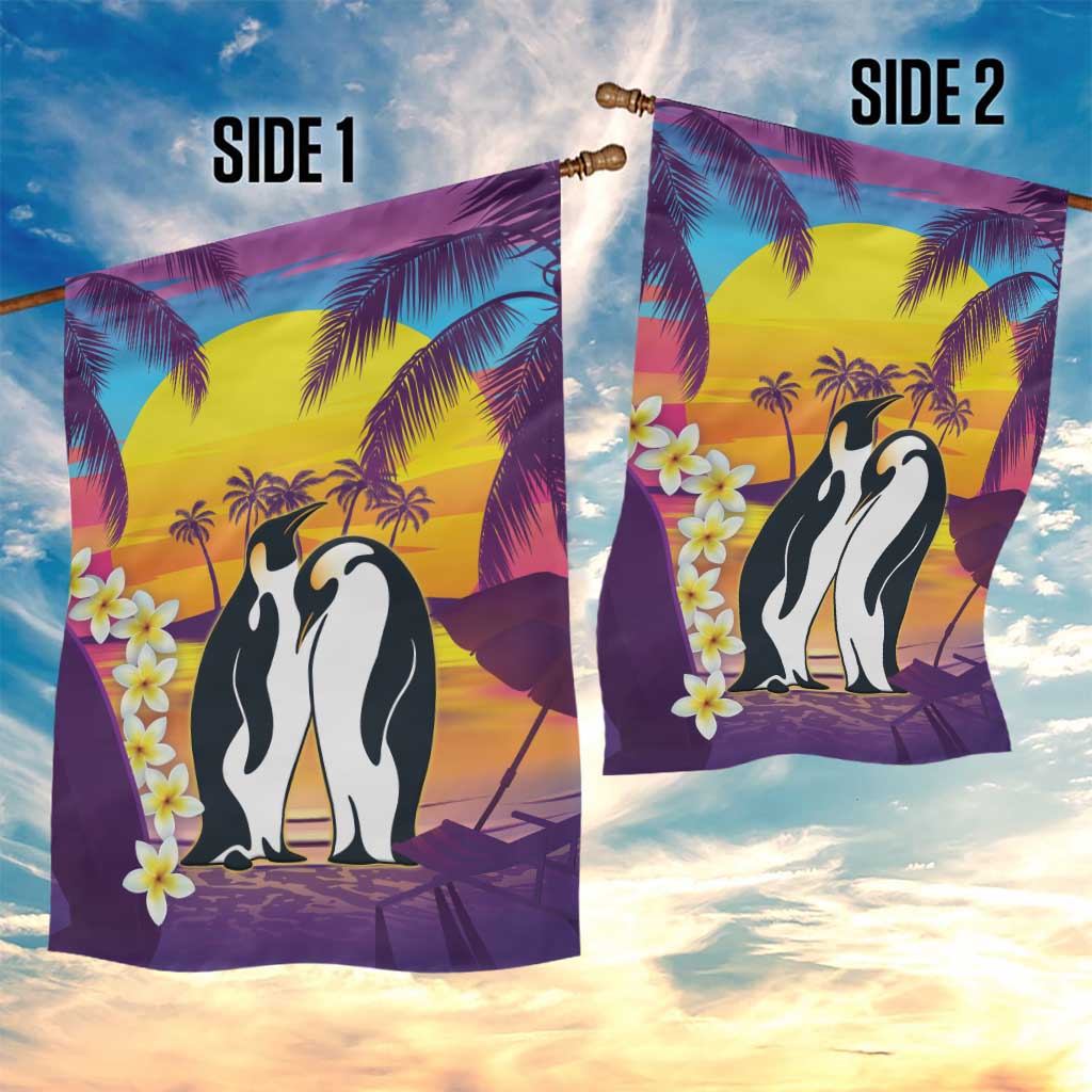 Hawaii Penguin Couple Garden Flag You Are My Valentine - Tropical Sunset Vibes LT14 - Polynesian Pride