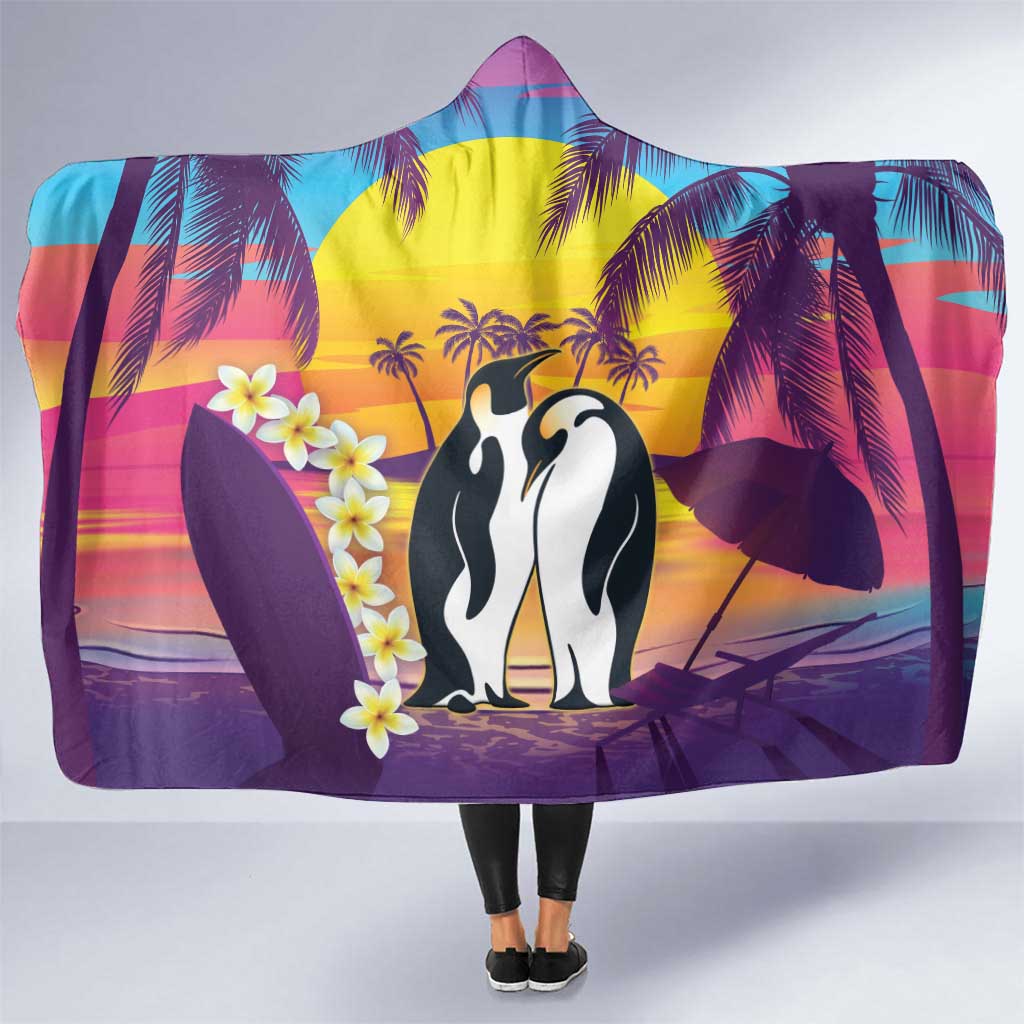 Hawaii Penguin Couple Hooded Blanket You Are My Valentine - Tropical Sunset Vibes LT14 One Size Purple - Polynesian Pride