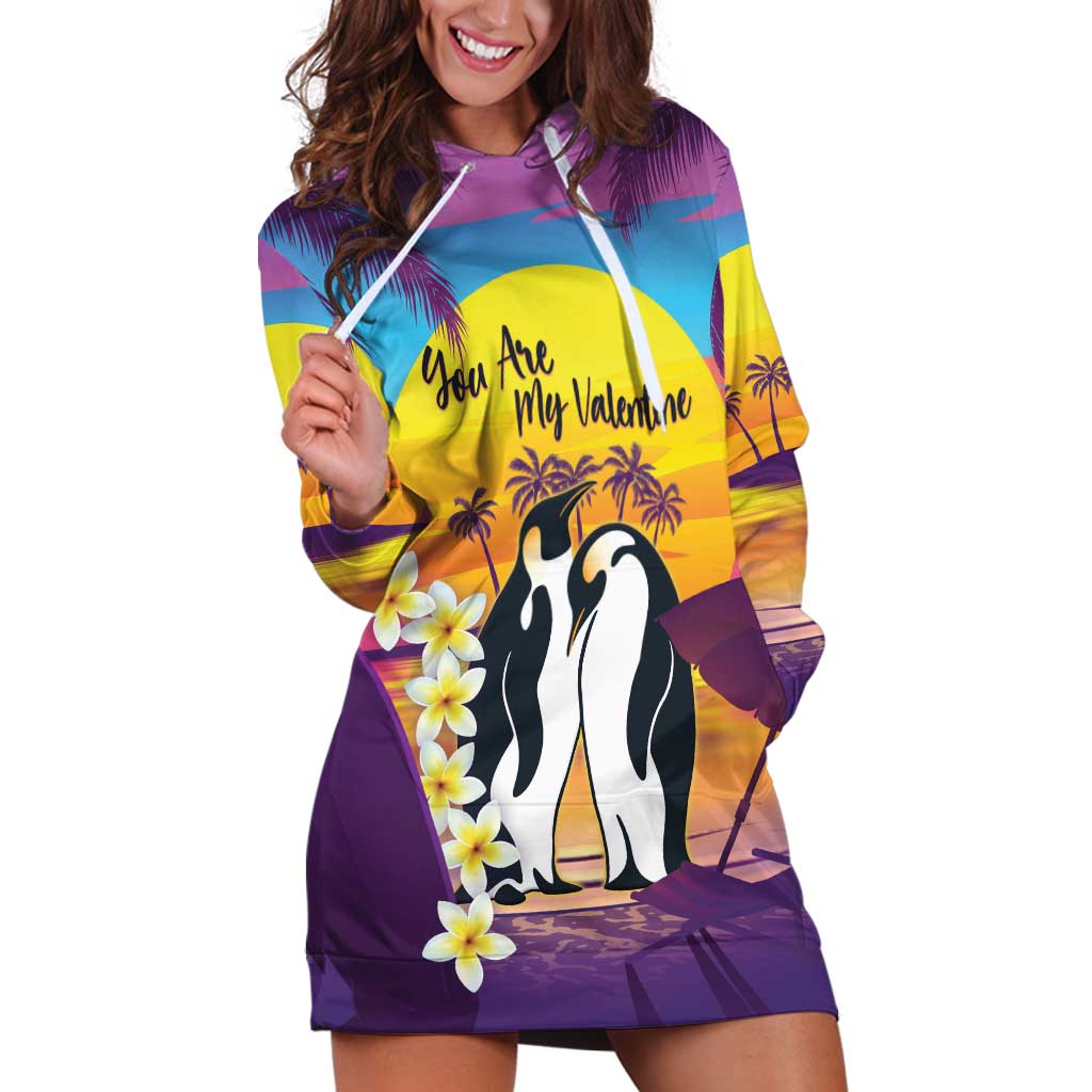 Hawaii Penguin Couple Hoodie Dress You Are My Valentine - Tropical Sunset Vibes