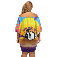Hawaii Penguin Couple Off Shoulder Short Dress You Are My Valentine - Tropical Sunset Vibes
