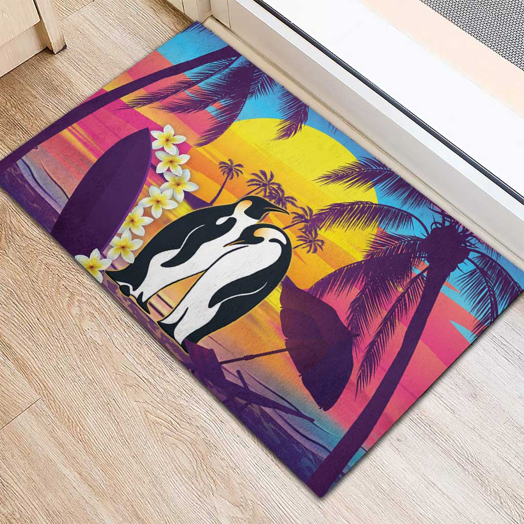 Hawaii Penguin Couple Rubber Doormat You Are My Valentine - Tropical Sunset Vibes LT14 - Polynesian Pride
