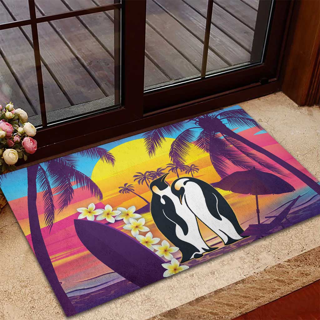 Hawaii Penguin Couple Rubber Doormat You Are My Valentine - Tropical Sunset Vibes LT14 - Polynesian Pride